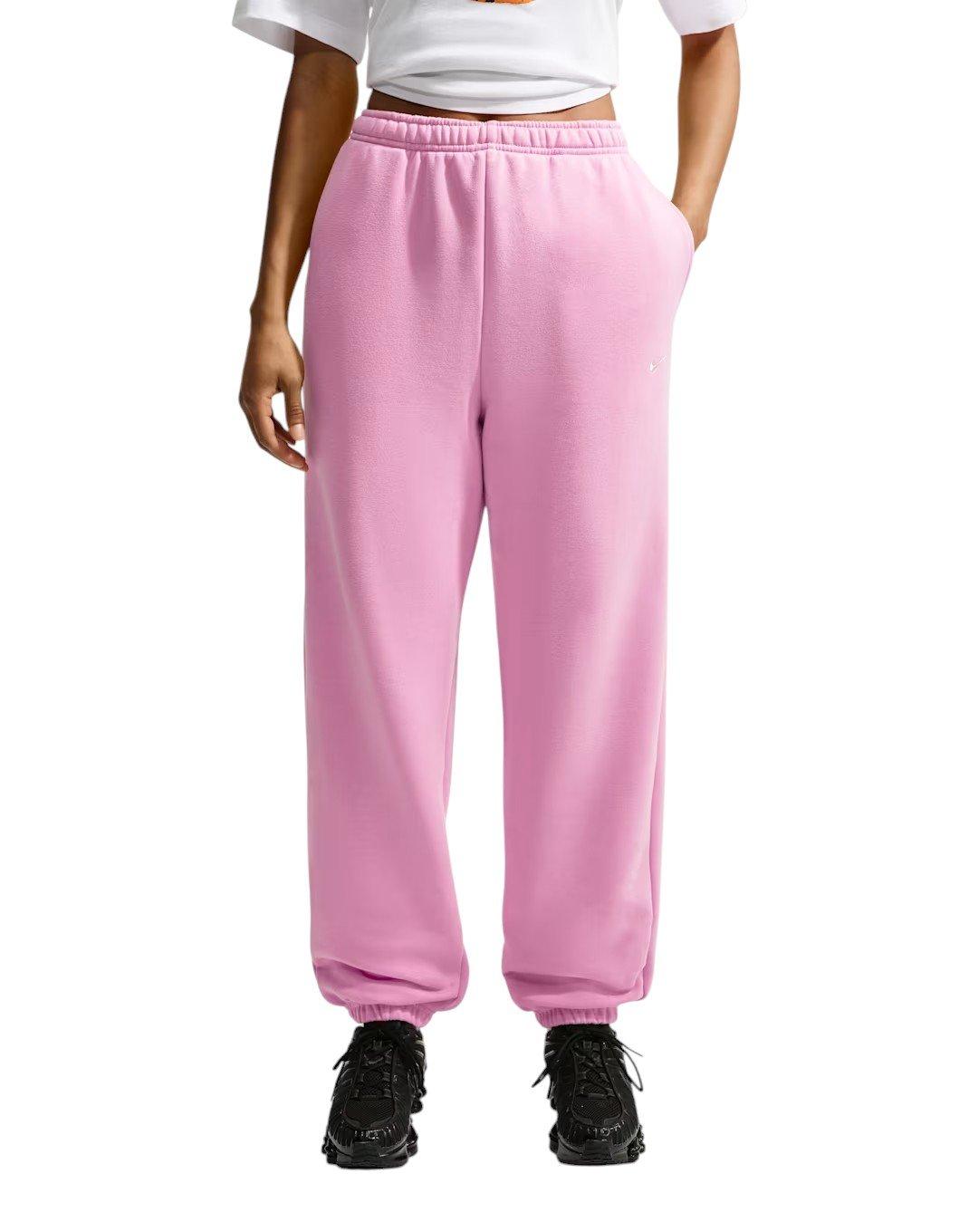 Nike Women's Studio Fleece Med-Weight High-Rise Oversized Cuff Pants - PINK